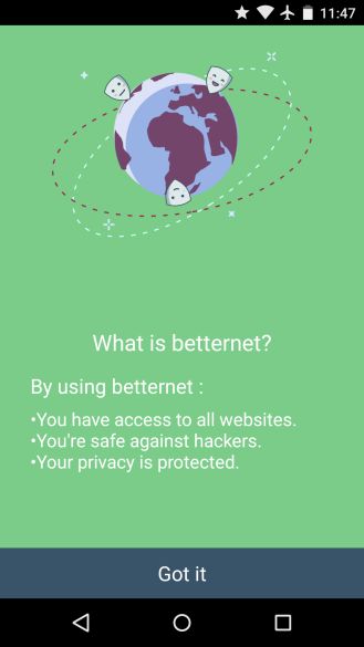 Fotografía - [Hands-On] Betternet est un logiciel gratuit, service de VPN illimité qui n'a pas besoin d'une adresse e-mail, vous permet de télécharger Torrents, et a discrètes annonces